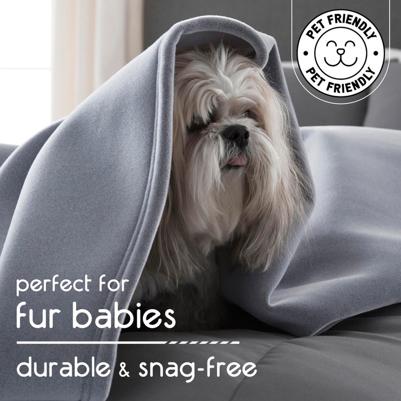 Vellux 1B07037 Original Insulating Core Hotel Style Solid blanket Machine Washable Soft Cozy Warm Thermal Durable Pet Friendly All Seasons Layering Bed Sofa Blankets, Full Queen, Grey - Image 5